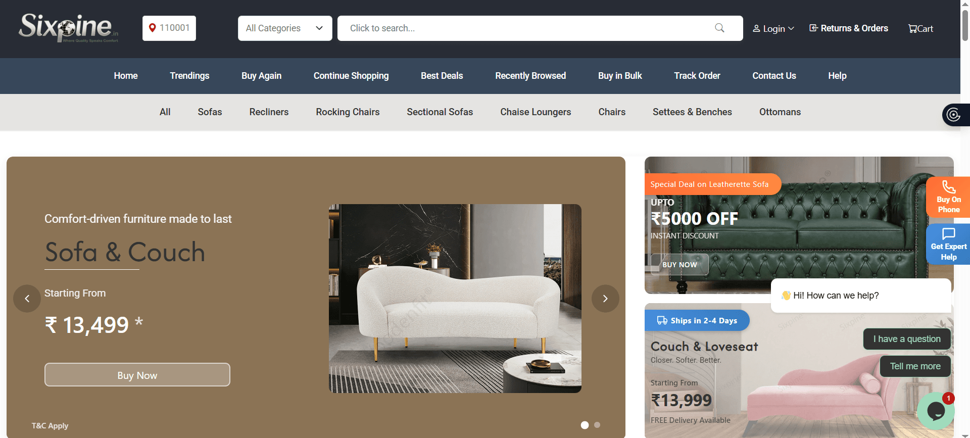 Sixpine furniture ecommerce store